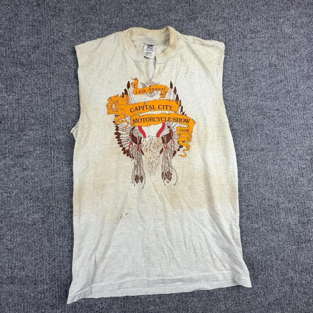 Vintage Fruit Of The Loom Shirt Mens Medium Capital City Motorcycle 1998 Tank
